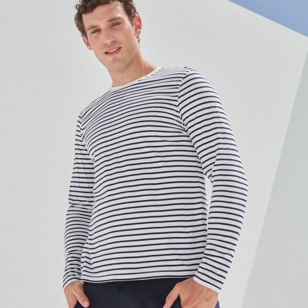 Unisex long-sleeved striped T Thumbnail